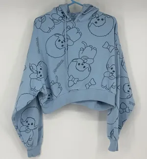 Monchhichi Sekiguchi Blue All‎ Over Print Cropped Hoodie Sweatshirt Small Womens thumbnail 1