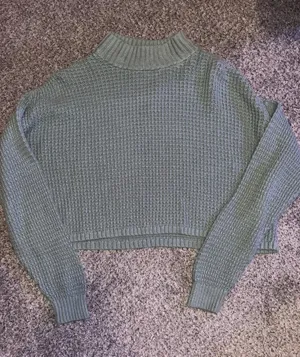 Hollister Cropped Sweater Green Turtleneck thumbnail 1