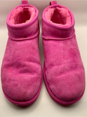 UGG Classic ultra mini Hot Pink water resistant suede shearling lined boots 9 thumbnail 4