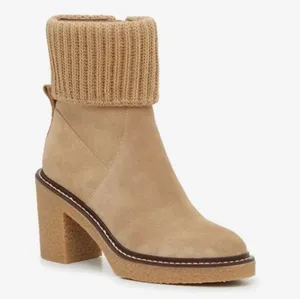 Steve Madden Cashmir Bootie Womens 9.5 Suede Knit Block New thumbnail 1