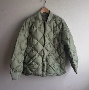 Light Olive Quilted Puffer Jacket TNA Green thumbnail 1