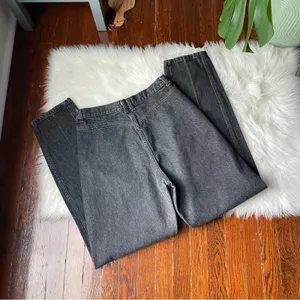 Vintage Black High Waisted Straight Tapered Jeans 100% cotton Made in USA thumbnail 4
