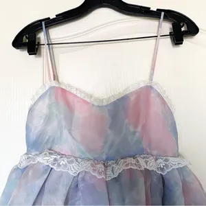 Selkie Dress Rosebud Puff Babydoll Organza Pastel Lace Mini Watercolor S NWT‎ thumbnail 4