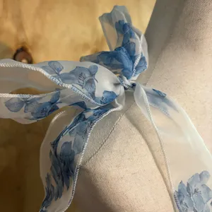 Sleeveless Chiffon Blue Floral Print Cocktail Party Corset Dress Sz M thumbnail 3