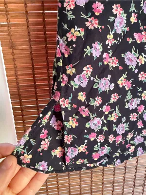 Vintage Angie Floral Tunic Top Large Black Boho V Neck NWT Y2K thumbnail 3