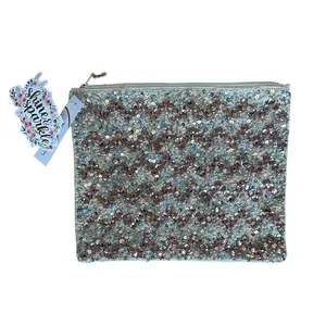 Sequin Cosmetic Bag Shine and Sparkle Travel 10.5x9 Evening Clutch NEW thumbnail 1