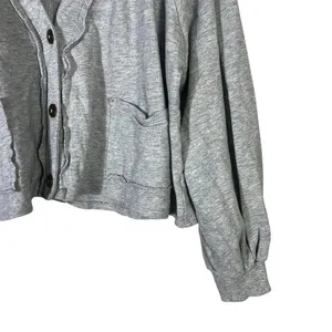 Zenana Oversized Cardigan‎ Womens 1X Gray Button Down Pockets Cozy Minimalist thumbnail 3