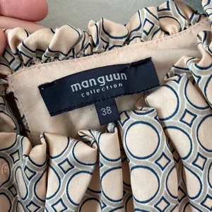 Manguun Collection Retro Dot Shift Silky Dress Size US 6 UK 38 Peach Color thumbnail 3