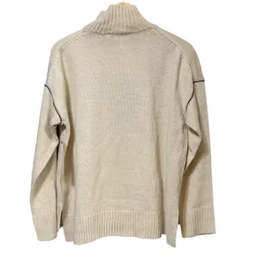 DKNY Jeans Womens Cream Mock Neck Logo Pullover Sweater Size Small thumbnail 2