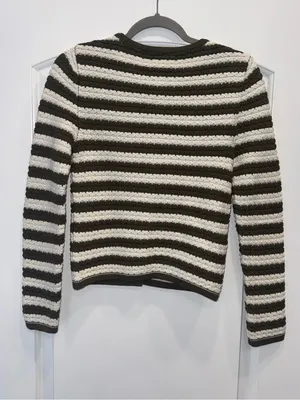 Mango jewels button stripped green and white cardigan size small thumbnail 3