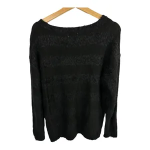 Joseph A Womens size Large Black Knit Eyelash Mixed Media Sweater thumbnail 2