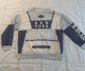 Rovax Crew Neck Sweatshirt Blue New York Loose Fit Drop Shoulder Women's Large thumbnail 1