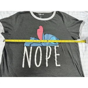 Disney Lilo & Stitch "NOPE" T-Shirt Women's XXL Gray Ringer Tee Sleep Top thumbnail 3