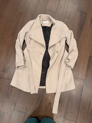 Calvin Klein Beige Wrap Trench Coat with Belt Size Medium Petite - C27-184 thumbnail 1