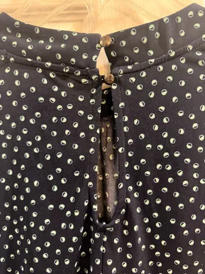 Banana Republic Navy Sleeveless Mock-Neck Dot Top thumbnail 5