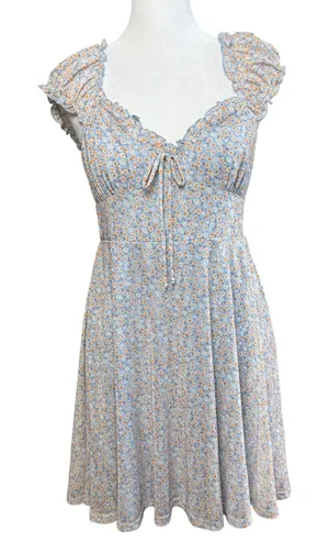 Altar'd State Ditsy Floral BabyDoll Mini Dress USA Medium Sweetheart Cottagecore thumbnail 1
