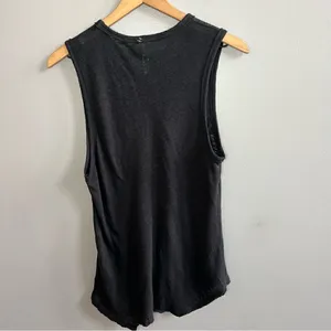 Free People Intimately All the Time Linen Blend Black Tank Top Sleeveless Shirt thumbnail 7