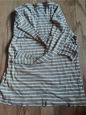 Women’s Ralph Lauren Sports Long Sleeve Tan and Whited Striped size Small thumbnail 3