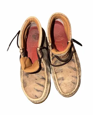 Twisted X Brown Leather Animal Print Moccasin-Style Booties Size 7 M thumbnail 1