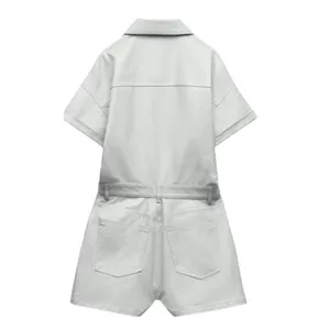 Zara NWOT Denim Gray/Silver Shimmer Utility‎ Button-Up playsuit - XS thumbnail 7
