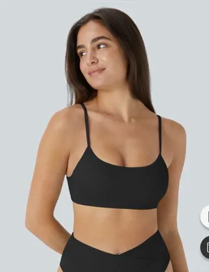 Halara ribbed bikini top swimsuit medium black thumbnail 1