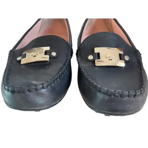 Kate Spade Black Carmen Leather Driving Loafers with Silver Spade Hardware 7B thumbnail 5