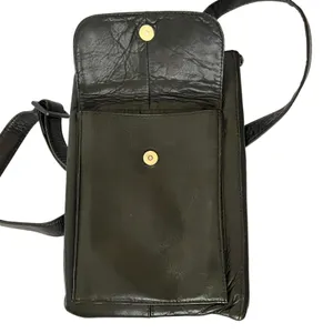 RARE HOBO International Vintage Black Leather Unisex Organizer Crossbody Bag thumbnail 6
