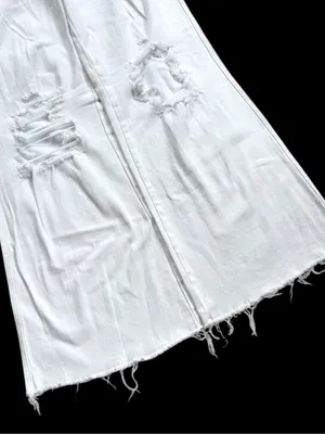 NWT Risen Jeans High Rise Distressed Wide Leg Dad Jeans White Size 3X thumbnail 7