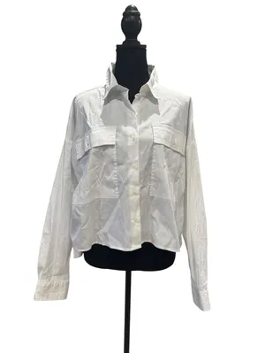 Ann Taylor White Long Sleeve Button-Up Shirt thumbnail 2