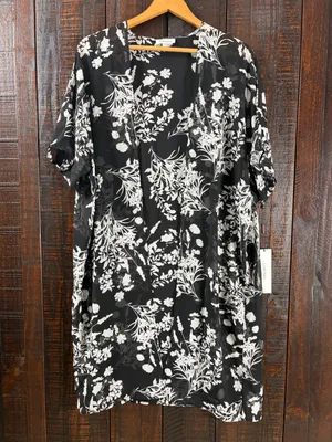 Calvin Klein Black White Floral Chiffon Cover-up Cardigan NWT 4 thumbnail 8