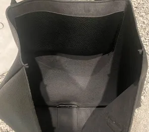 NEW Vince Camuto Luck Vegan Leather Tote Black & Gray Pebbled Bag Luxury Bag thumbnail 4