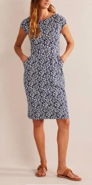 Boden Florrie Floral Jersey Dress In French Navy Tulip Size 6P thumbnail 1