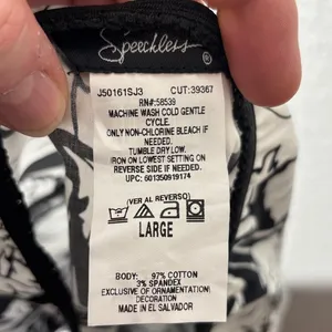 Speechless Women's Size L Black White Floral Pull-On Elastic Waist A-Line Skirt thumbnail 5