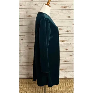 Vintage Spiegel long sleeve jewel-toned green velvet A-line dress Size 12 thumbnail 4