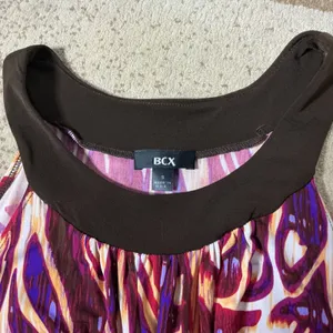 BCX Boho Abstract Print Tunic Top Womens Small Brown Magenta Y2K Empire Waist thumbnail 4