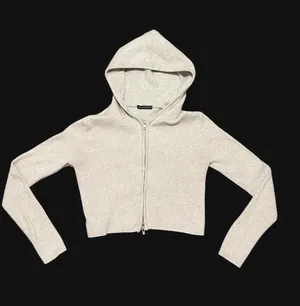 Brandy Melville Grey Cropped Zip Sweater thumbnail 1