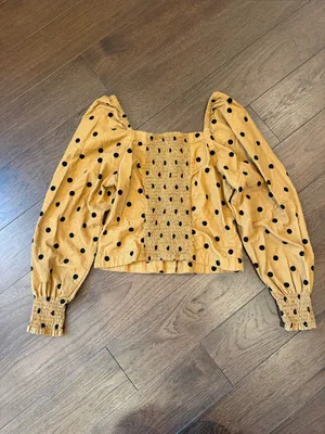 Madewell Corduroy Sweetheart Smocked-Back Top in Dot Size 4 - C70-003 thumbnail 7