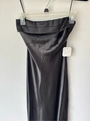 Altar’d State Paityn Strapless Maxi Dress Black Satin Formal Elegant Wedding thumbnail 5