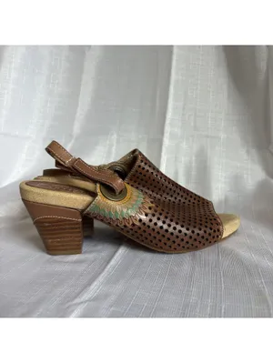 L'Artiste Spring Step Millie Leather Slingback Sandals EU 37 US 6.5 7 Brown Tan thumbnail 3