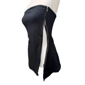 Maeve x Anthropologie Asymmetrical Zipper Tube Top Black/Noir Size Large thumbnail 6