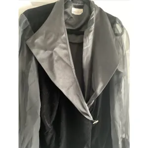 After Dark Vintage Velvet Sheer Sleeve‎ Evening Jacket Womens Size L Black Glam thumbnail 3