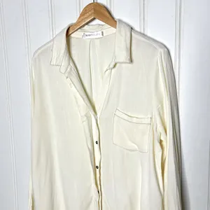 The Porter Collective Off White Cowgirl Frayed Hem Button Up Tunic Shirt 350 thumbnail 5