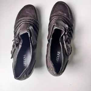 Ariane Women's Low Heel Side Retro Style Buckle Brown Dress Work Shoes Sz 38 thumbnail 4