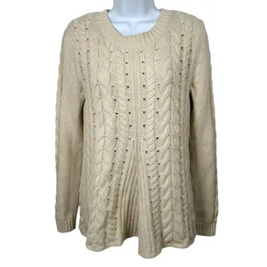 Cabi Womens Sweater‎ Small Cable Knit Corset Tie Back Style 3157 Ivory Cream thumbnail 2