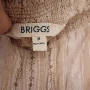 Briggs Womens Linen Blend Striped Wide Leg Pants Beige Smocked Waist Medium thumbnail 3