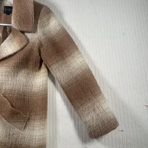 Jessica Simpson Plaid Wool Blend Coat Womens XS Camel Brown Ombre Peacoat Jacket thumbnail 7