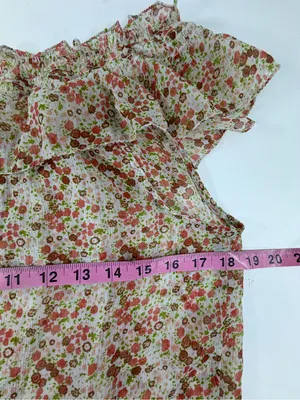 Cottagecore Ditsy Floral Smocked Ruffle Blouse Old Navy L thumbnail 4
