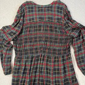 Torrid Womens Plus Size 2 (2X) Black Red Green Plaid Smocked Blouse Top High Low thumbnail 10