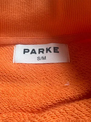 PARKE Varsity Mockneck Sweatshirt Creamsicle Orange + Rose Pink Small/Medium NWT thumbnail 4