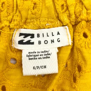 Billabong Womens S Summer Girl Crop Top Sunkissed Yellow‎ Embroidered Eyelet thumbnail 10